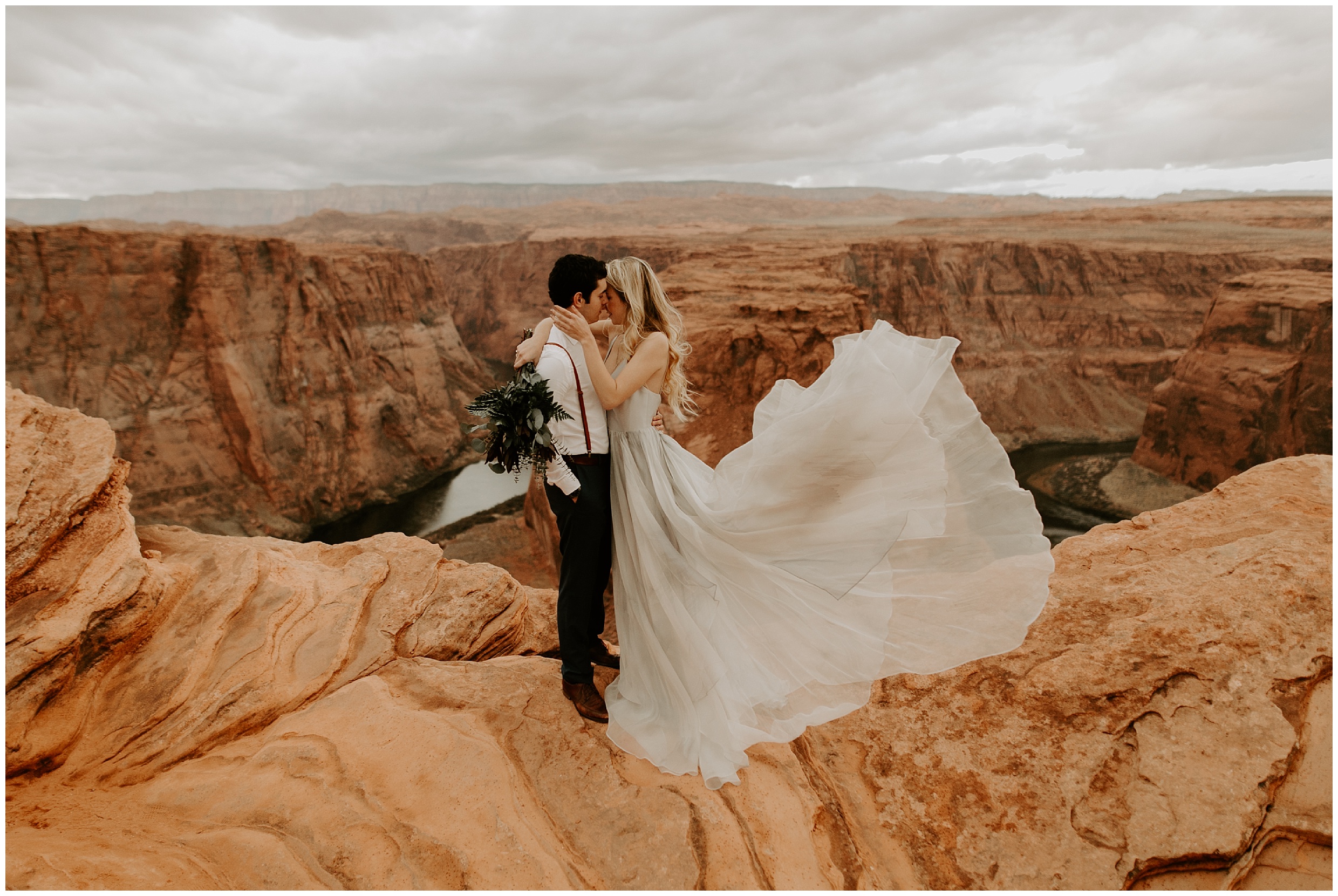 A bride and groom photo at their Horseshoe Bend wedding